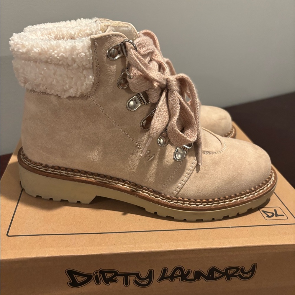 Dirty Laundry Cream Lace-Up Boots